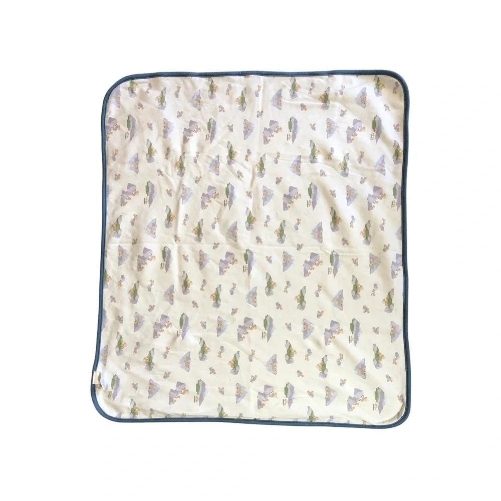 Gymboree Receiving Baby Blanket Blue Mountain Goat Embroidered‎ Cotton VTG 2006